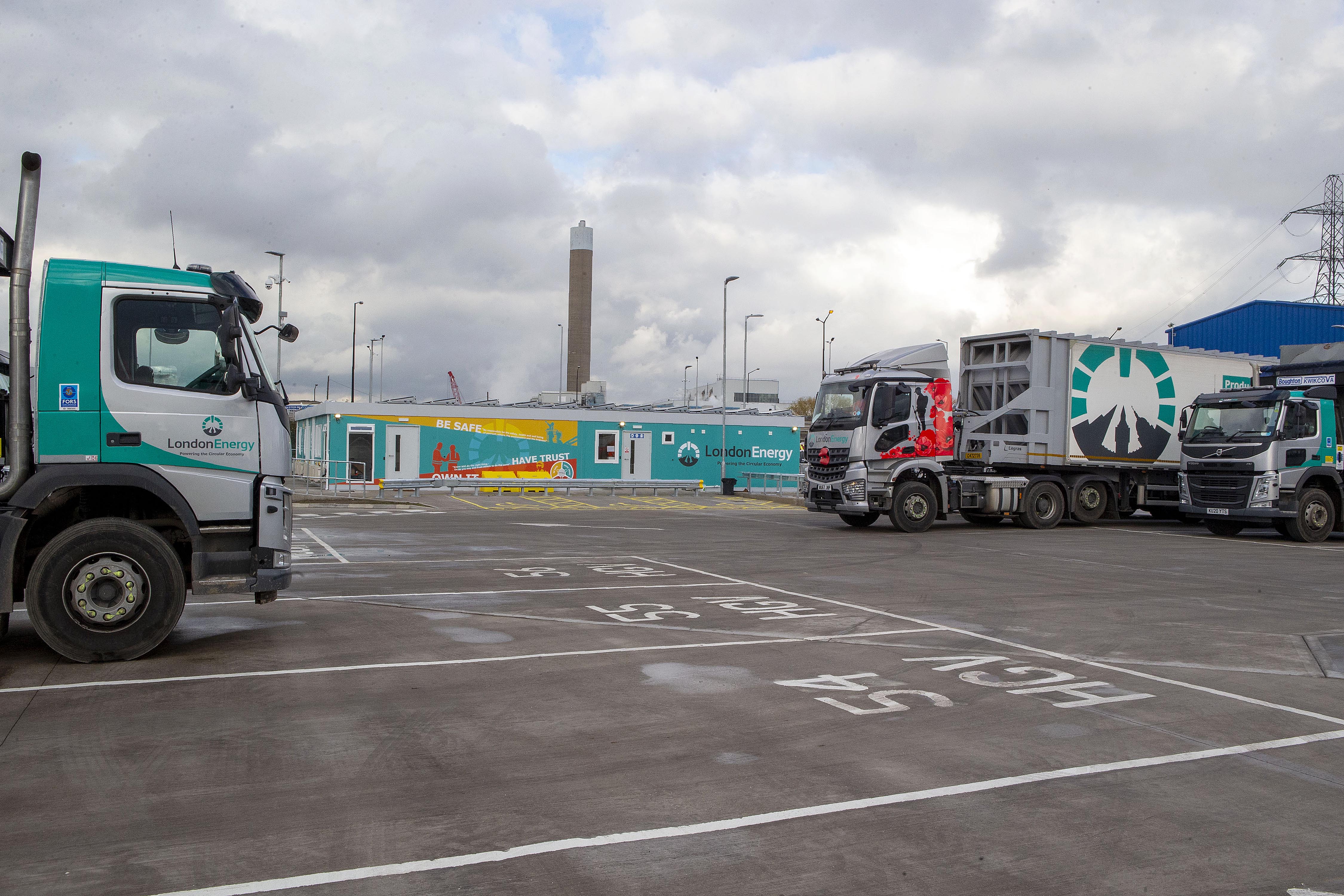 LondonEnergy’s new Transport Yard at Hawley Road with view of the new office and welfare facilities