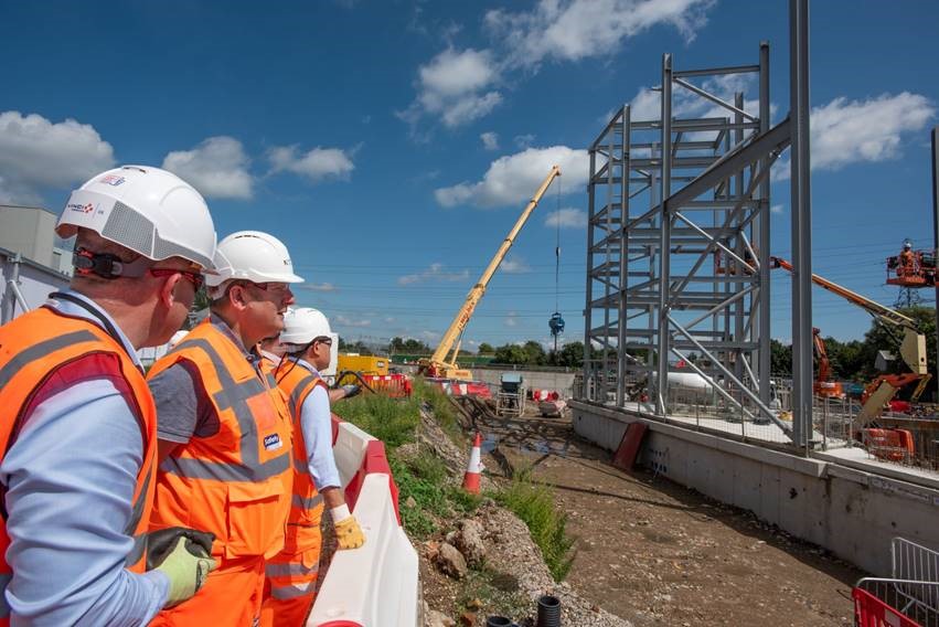 Steve Pate and Councillor Clyde Loakes viewing structural steelworks for the Resource Recovery Facility